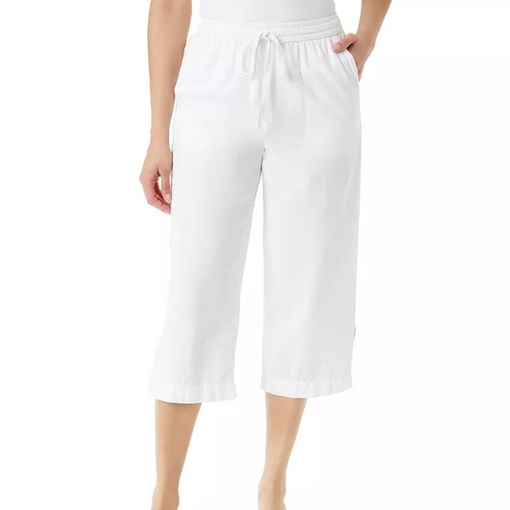 NWT Gloria Vanderbilt Blain Capri Pants Side Slits Everyday Comfy L
